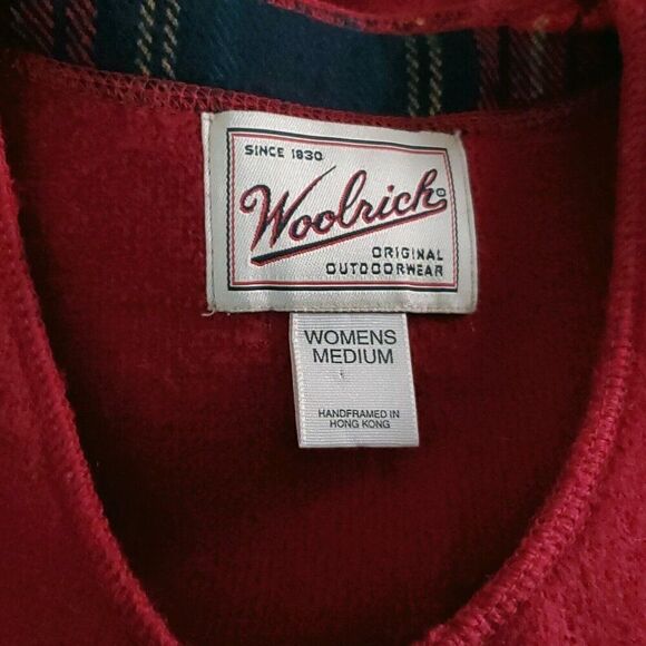 Woolrich Womens Sweater Vest M Red Christmas Country Folk Art Santa Snowman - Picture 6 of 6